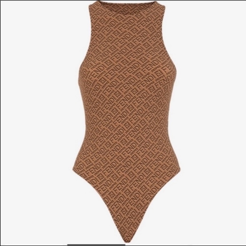 FENDI x SKIMS HIGH NECK BODYSUIT 2XL IN CALIFORNIA (TAN)